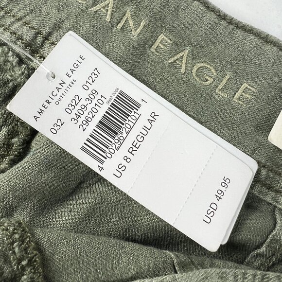 American Eagle Linen Blend Pants Women's 8 Regular Light Green High Rise Tapered - Picture 7 of 16